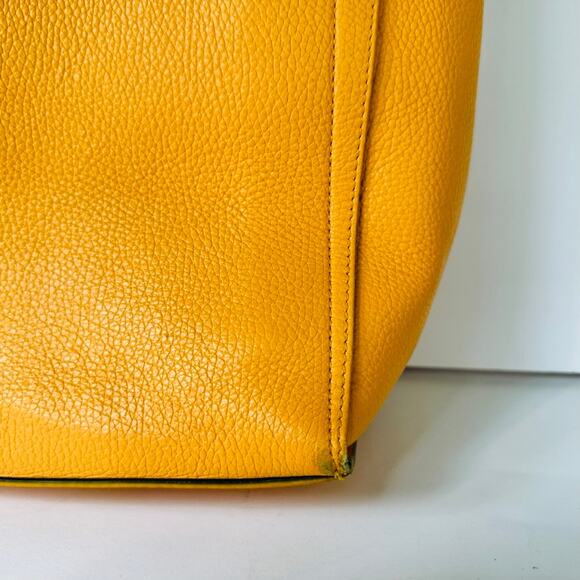 FURLA Eden Medium East West Tote Bag Mandarin Orange Pebbled Top Handle - Picture 2 of 11